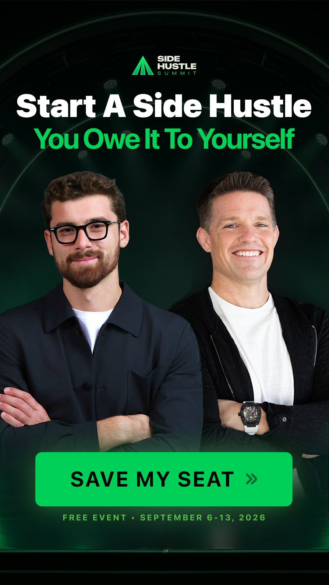 Start a side hustle — free 5-day live event, September 6-13, 2026
